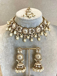 Meenakari Kundan Set - White - SOKORA JEWELSMeenakari Kundan Set - White