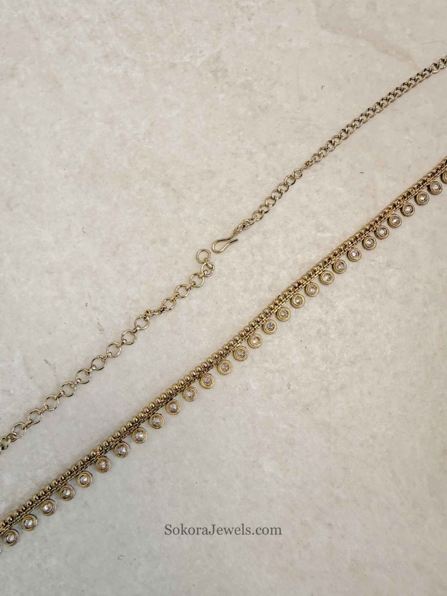 Meenakshi Golden Zircon Bridal Waist Chain - SOKORA JEWELSMeenakshi Golden Zircon Bridal Waist Chain