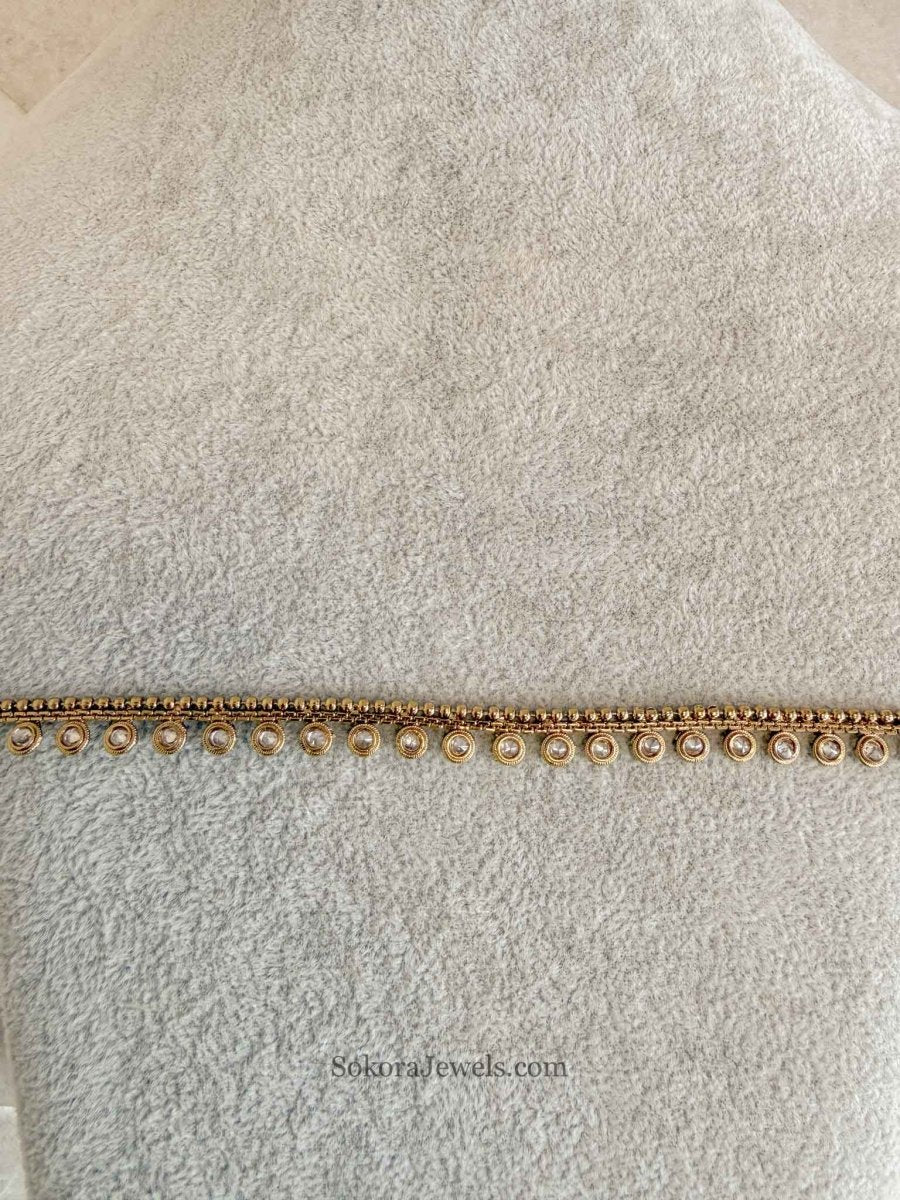 Meenakshi Golden Zircon Bridal Waist Chain - SOKORA JEWELSMeenakshi Golden Zircon Bridal Waist Chain