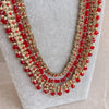 Meera Antique Gold Long Mala - RED - SOKORA JEWELSMeera Antique Gold Long Mala - RED