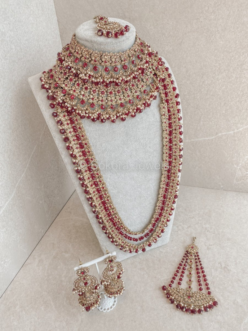 Meera Bridal Set - Maroon - SOKORA JEWELSMeera Bridal Set - Maroon