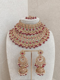 Meera Bridal Set - Maroon - SOKORA JEWELSMeera Bridal Set - Maroon