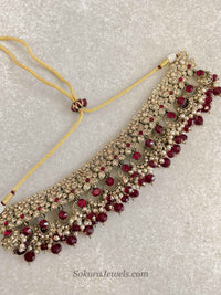 Meera Choker - Maroon - SOKORA JEWELSMeera Choker - MaroonChoker Sets
