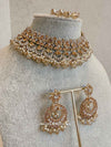 Meera Choker Set - Clear/Golden - SOKORA JEWELSMeera Choker Set - Clear/Golden