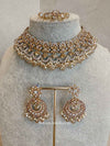 Meera Choker Set - Clear/Golden - SOKORA JEWELSMeera Choker Set - Clear/Golden