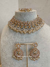 Meera Choker Set - Clear/Golden - SOKORA JEWELSMeera Choker Set - Clear/Golden