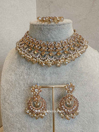 Meera Choker Set - Clear/Golden - SOKORA JEWELSMeera Choker Set - Clear/Golden