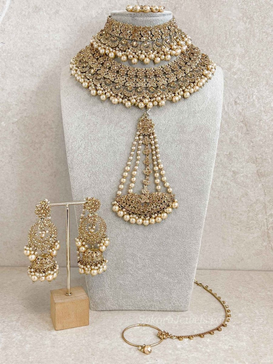 Meera Full Golden Bridal Set - SOKORA JEWELSMeera Full Golden Bridal Set