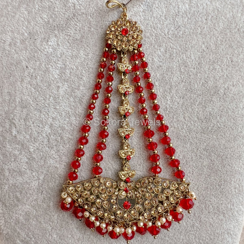 Meera Jhumar - Red - SOKORA JEWELSMeera Jhumar - Red