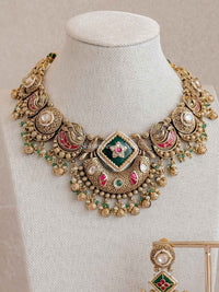 Mehak Emerald & Bird Motif Heritage Choker Set – Kundan & Ruby - SOKORA JEWELSMehak Emerald & Bird Motif Heritage Choker Set – Kundan & Ruby