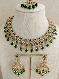 Mehak Golden Necklace sets- Green - SOKORA JEWELSMehak Golden Necklace sets- Green