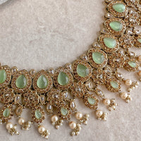 Mehnaaz Necklace Set - Mint - SOKORA JEWELSMehnaaz Necklace Set - Mint