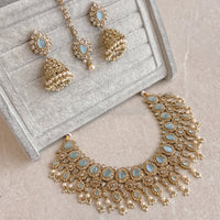 Mehnaaz Necklace Set - Mint - SOKORA JEWELSMehnaaz Necklace Set - Mint