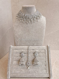 Mehnaaz Necklace Set - Silver - SOKORA JEWELSMehnaaz Necklace Set - Silver