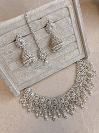 Mehnaaz Necklace Set - Silver - SOKORA JEWELSMehnaaz Necklace Set - Silver