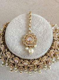 Mehnaaz Pearl Drop Choker Set - Champagne - SOKORA JEWELSMehnaaz Pearl Drop Choker Set - Champagne