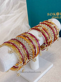 Mehndi Look Glass Bangles Set - 2.10 - SOKORA JEWELSMehndi Look Glass Bangles Set - 2.10BANGLES