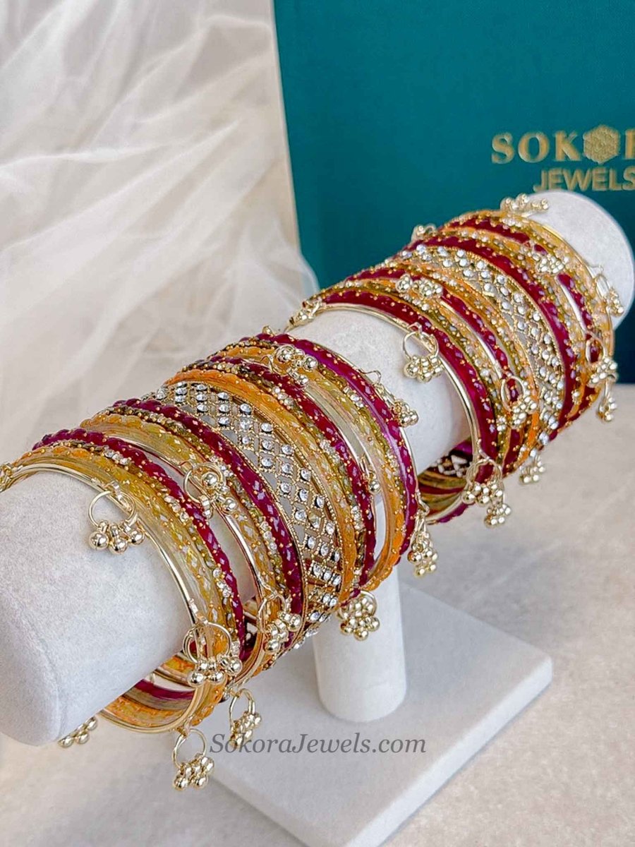 Mehndi Look Glass Bangles Set - 2.10 - SOKORA JEWELSMehndi Look Glass Bangles Set - 2.10BANGLES