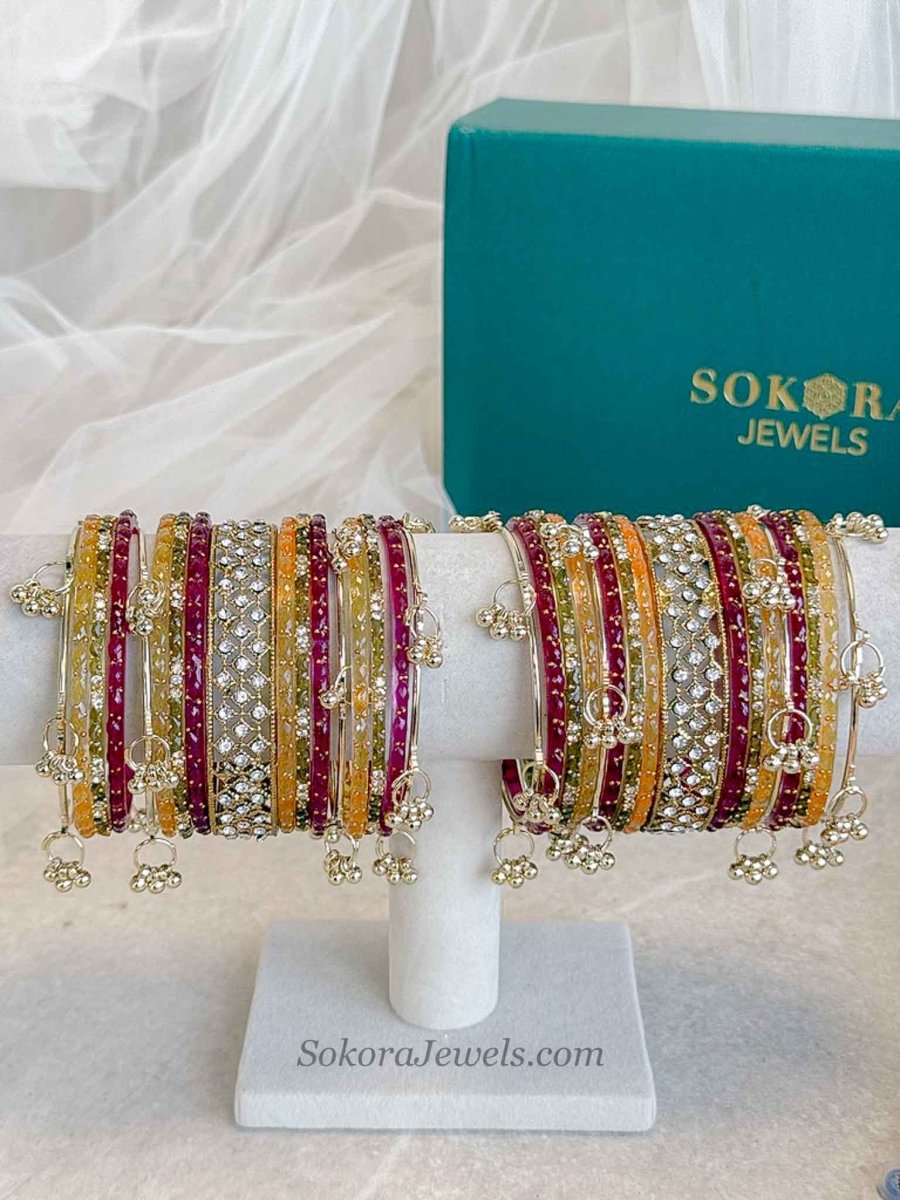 Mehndi Look Glass Bangles Set - 2.10 - SOKORA JEWELSMehndi Look Glass Bangles Set - 2.10BANGLES