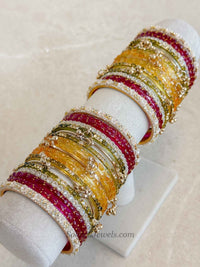 Mehndi Look Glass Bangles Set - 2.4 - SOKORA JEWELSMehndi Look Glass Bangles Set - 2.4BANGLES