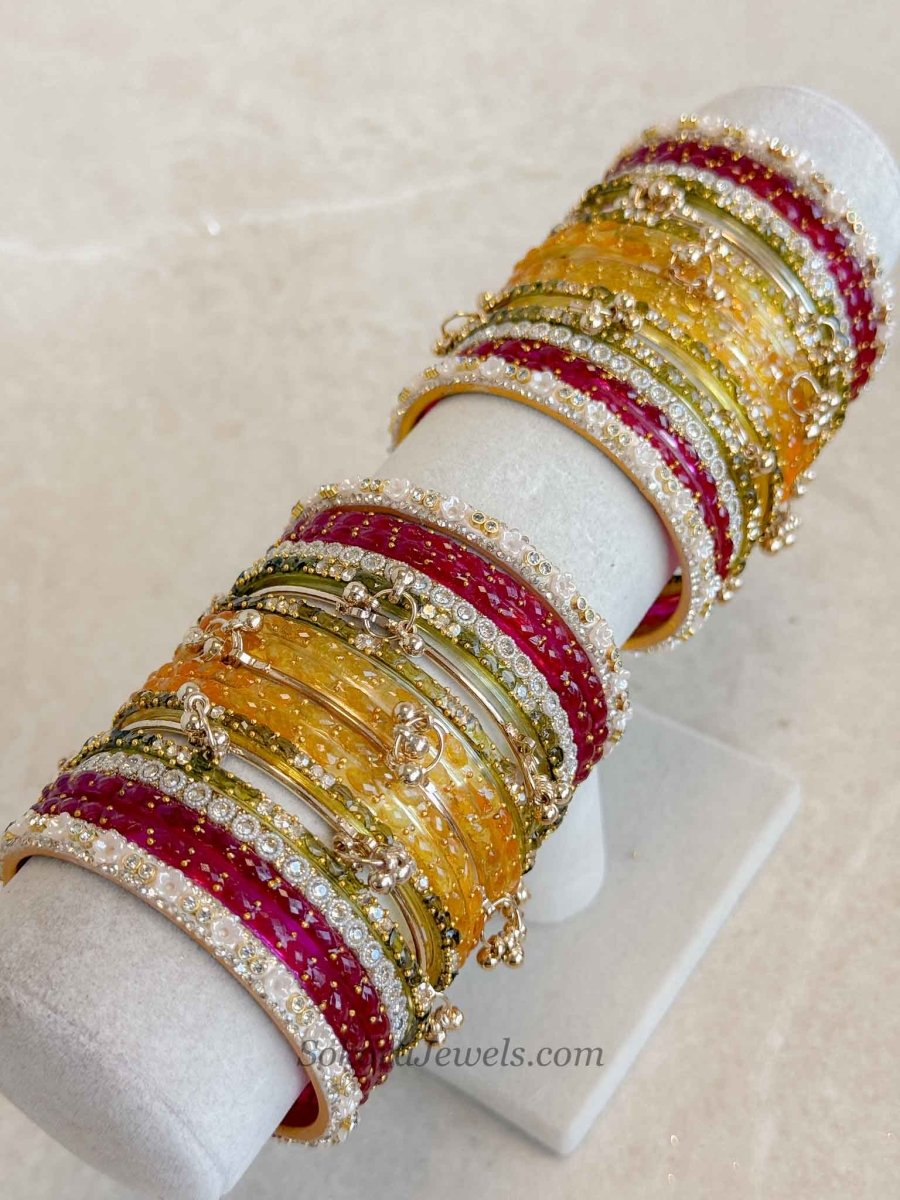 Mehndi Look Glass Bangles Set - 2.4 - SOKORA JEWELSMehndi Look Glass Bangles Set - 2.4BANGLES