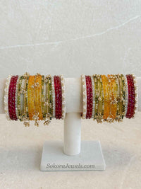 Mehndi Look Glass Bangles Set - 2.4 - SOKORA JEWELSMehndi Look Glass Bangles Set - 2.4BANGLES