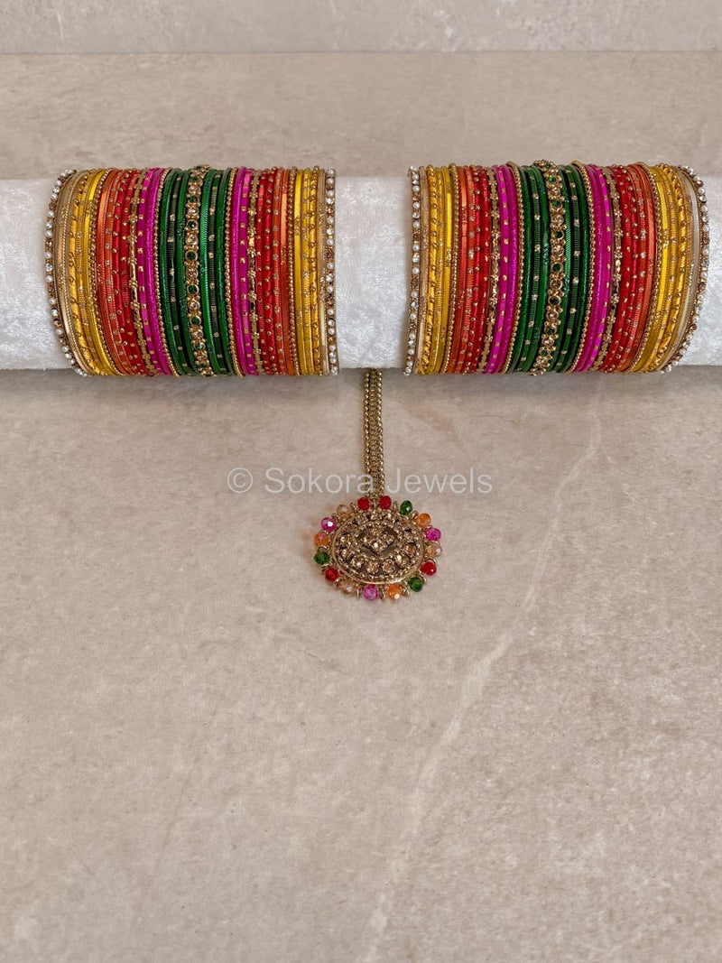 Mehreen Bangles & Tikka Box Set - Multicolour - SOKORA JEWELSMehreen Bangles & Tikka Box Set - Multicolour