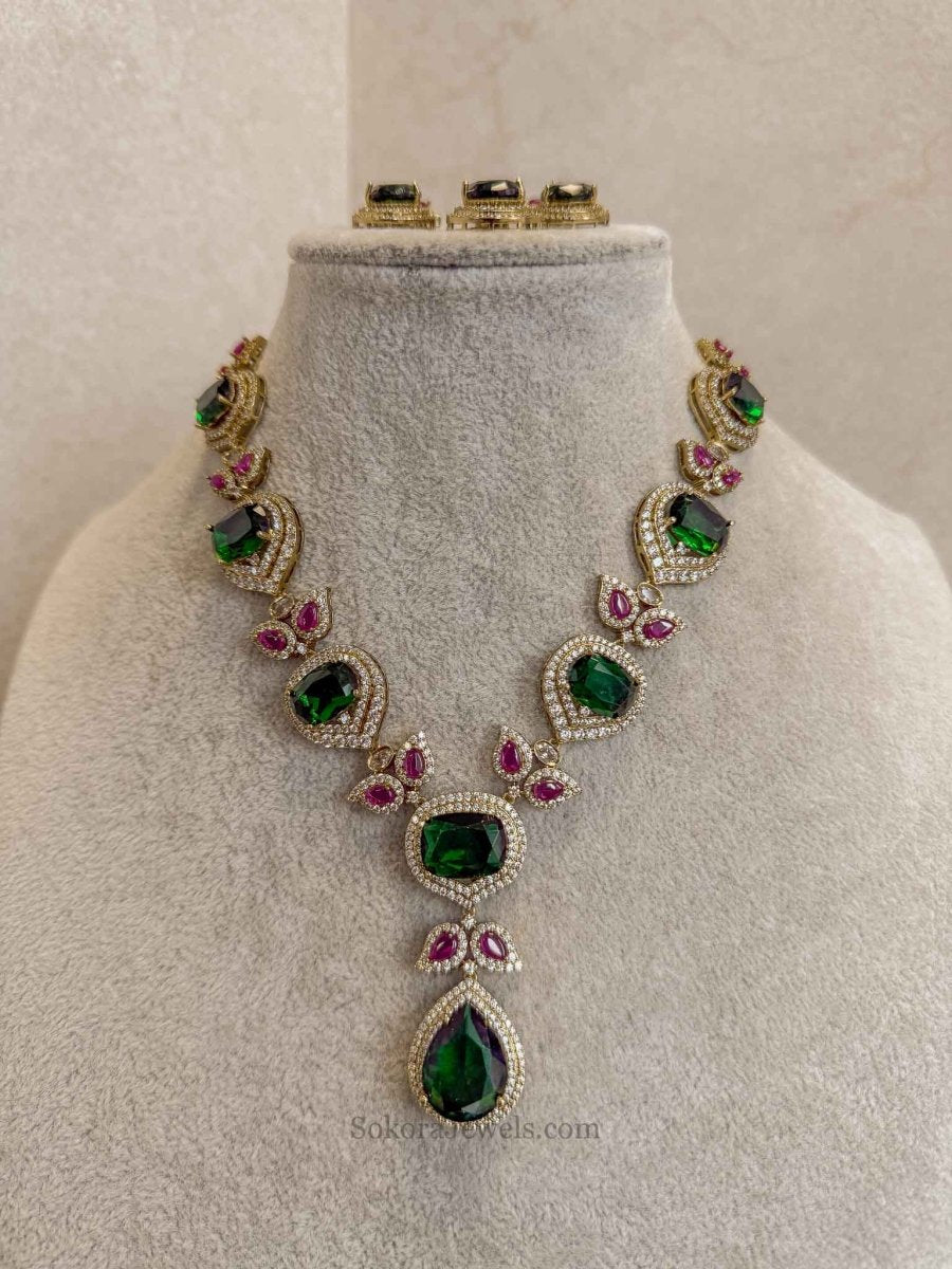 Mehrunisa Emerald & Ruby Bridal Necklace Set - SOKORA JEWELSMehrunisa Emerald & Ruby Bridal Necklace SetNECKLACE SETS