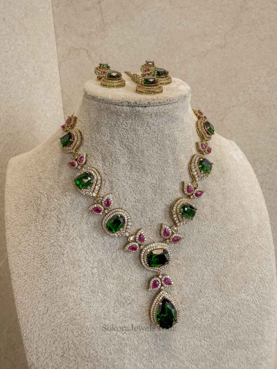 Mehrunisa Emerald & Ruby Bridal Necklace Set - SOKORA JEWELSMehrunisa Emerald & Ruby Bridal Necklace SetNECKLACE SETS