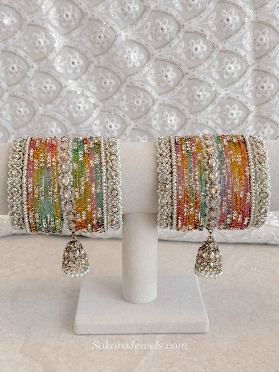 Mendhi Bridal Glass Multicolour Bangle set - SOKORA JEWELSMendhi Bridal Glass Multicolour Bangle setBANGLES