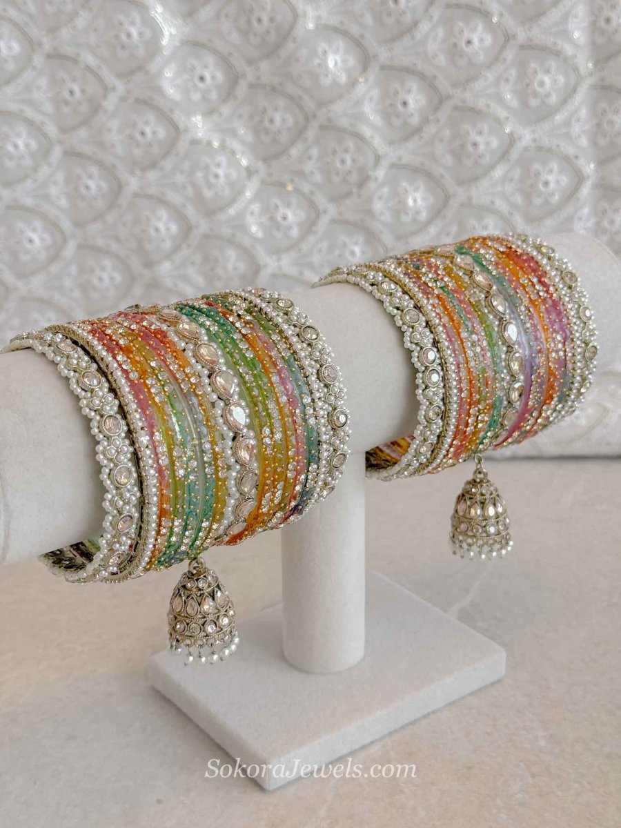 Mendhi Bridal Glass Multicolour Bangle set - SOKORA JEWELSMendhi Bridal Glass Multicolour Bangle setBANGLES