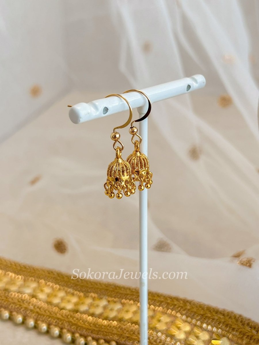 Micro Baby Bright Gold Jhumkas - SOKORA JEWELSMicro Baby Bright Gold Jhumkas