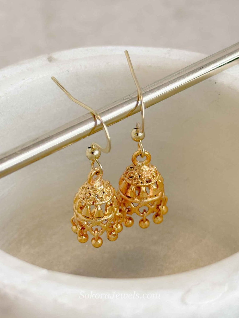 Micro Baby Bright Gold Jhumkas - SOKORA JEWELSMicro Baby Bright Gold Jhumkas