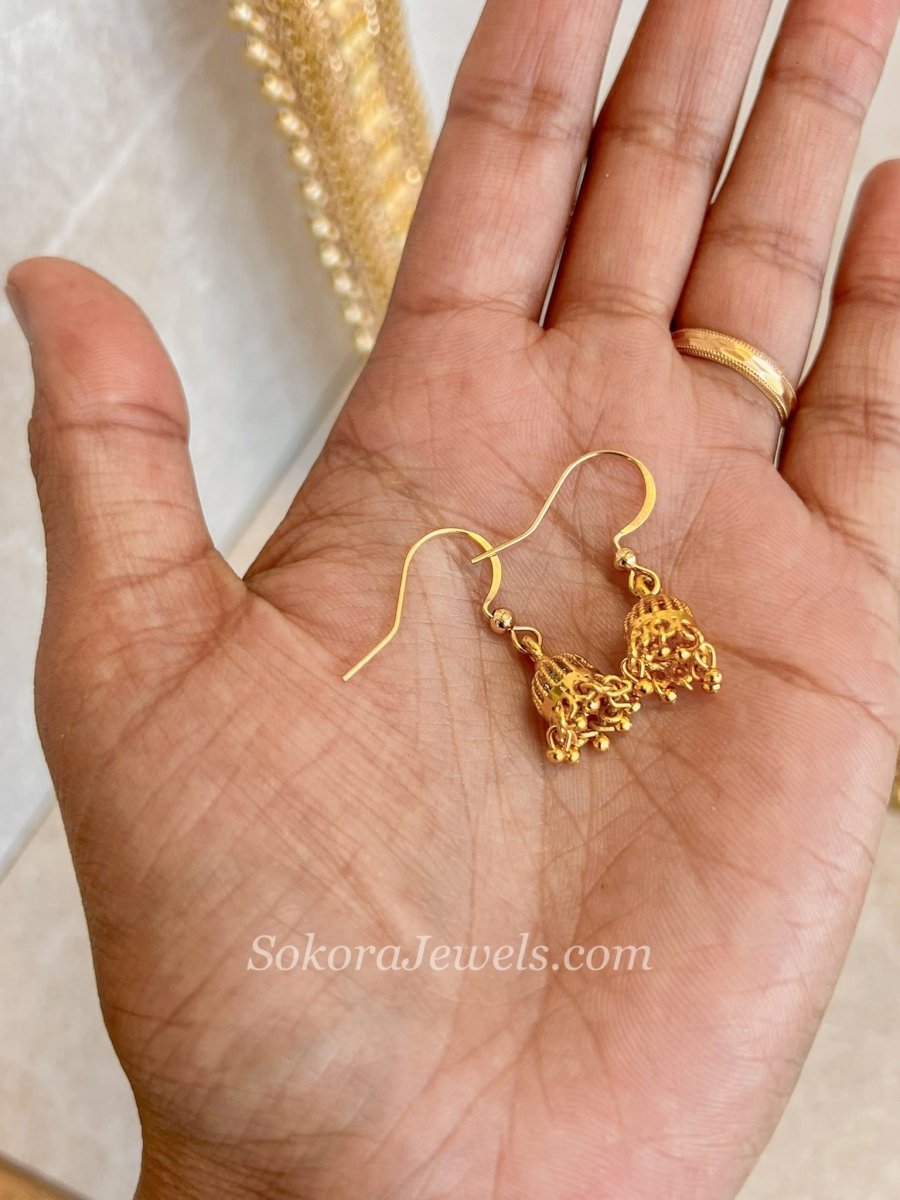 Micro Baby Bright Gold Jhumkas - SOKORA JEWELSMicro Baby Bright Gold Jhumkas