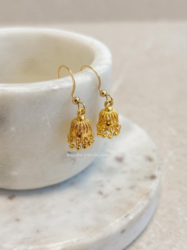 Micro Baby Bright Gold Jhumkas - SOKORA JEWELSMicro Baby Bright Gold Jhumkas