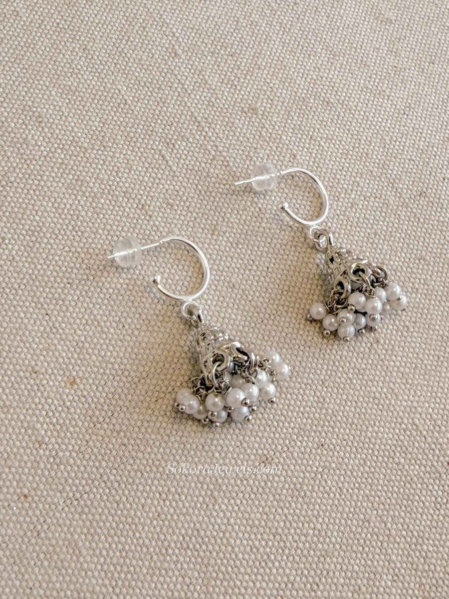 Micro Silver Jhumka Earrings - SOKORA JEWELSMicro Silver Jhumka Earrings