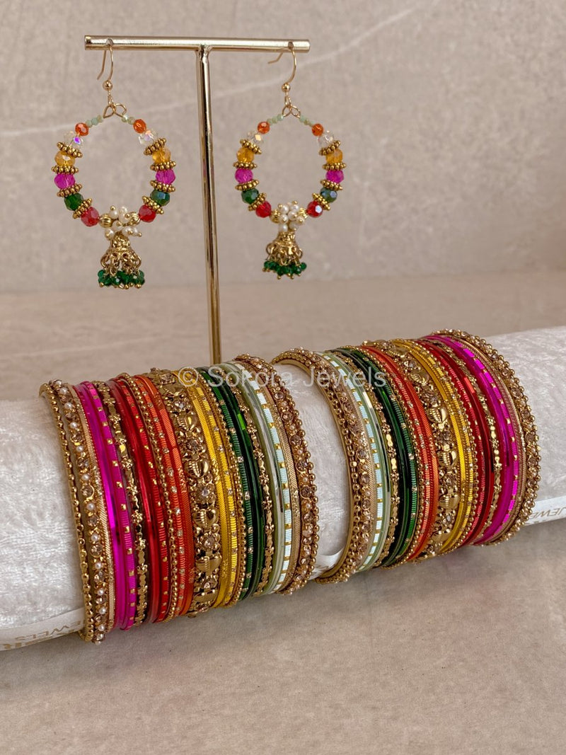 Midi Bangle & Jhumka set - Mehndi Night - SOKORA JEWELSMidi Bangle & Jhumka set - Mehndi NightBANGLES