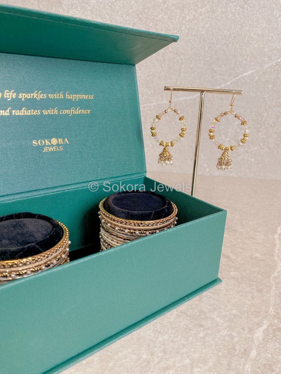 Midi Bangle & Jhumka set - Moon Shimmer - SOKORA JEWELSMidi Bangle & Jhumka set - Moon ShimmerBANGLES