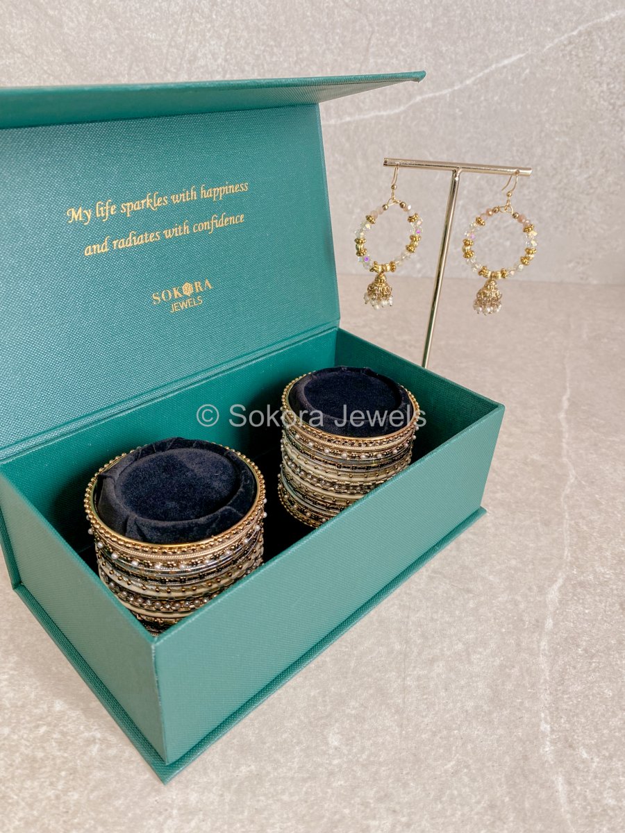 Midi Bangle & Jhumka set - Moon Shimmer Mini - SOKORA JEWELSMidi Bangle & Jhumka set - Moon Shimmer MiniBANGLES