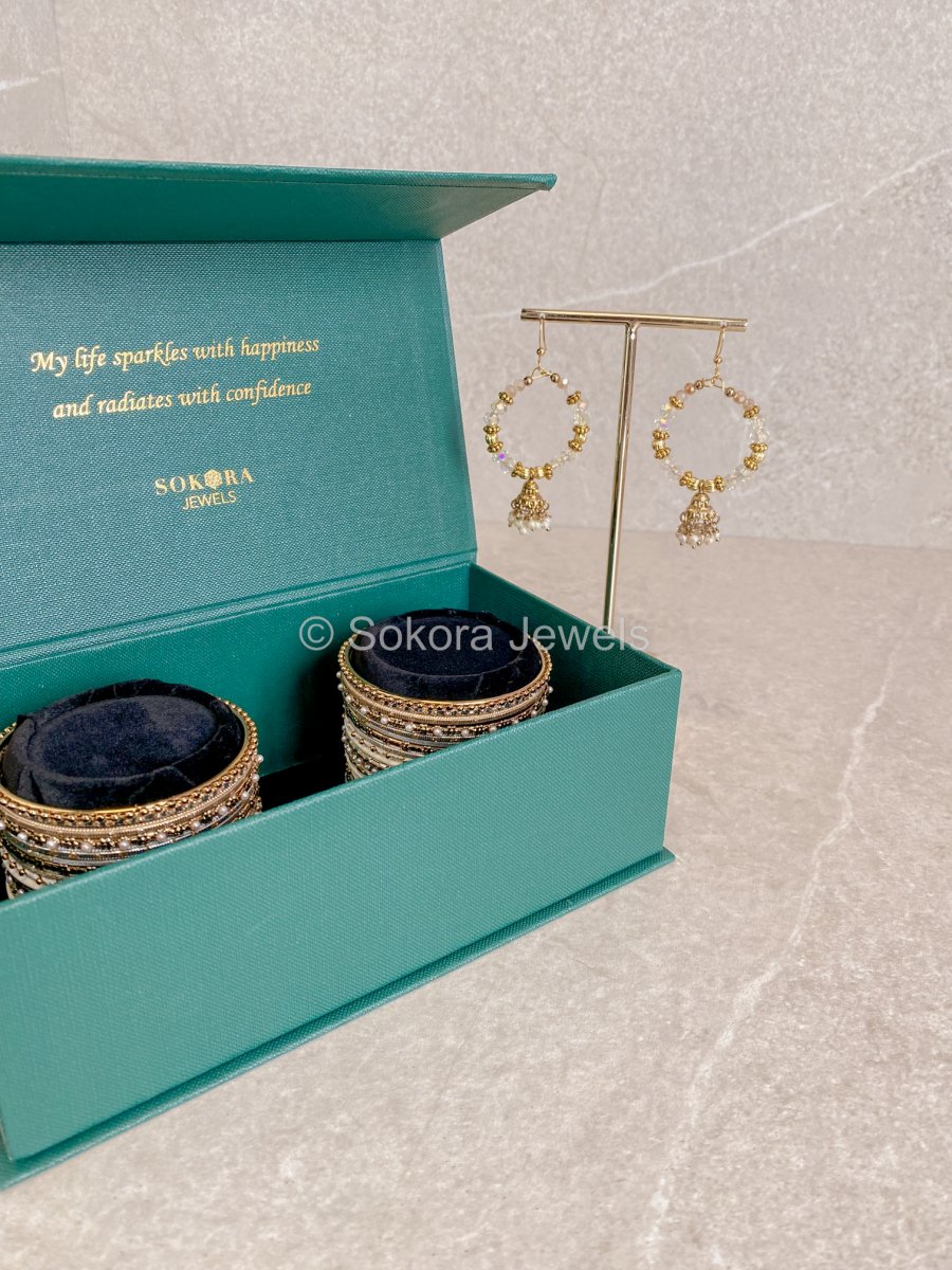 Midi Bangle & Jhumka set - Moon Shimmer Mini - SOKORA JEWELSMidi Bangle & Jhumka set - Moon Shimmer MiniBANGLES