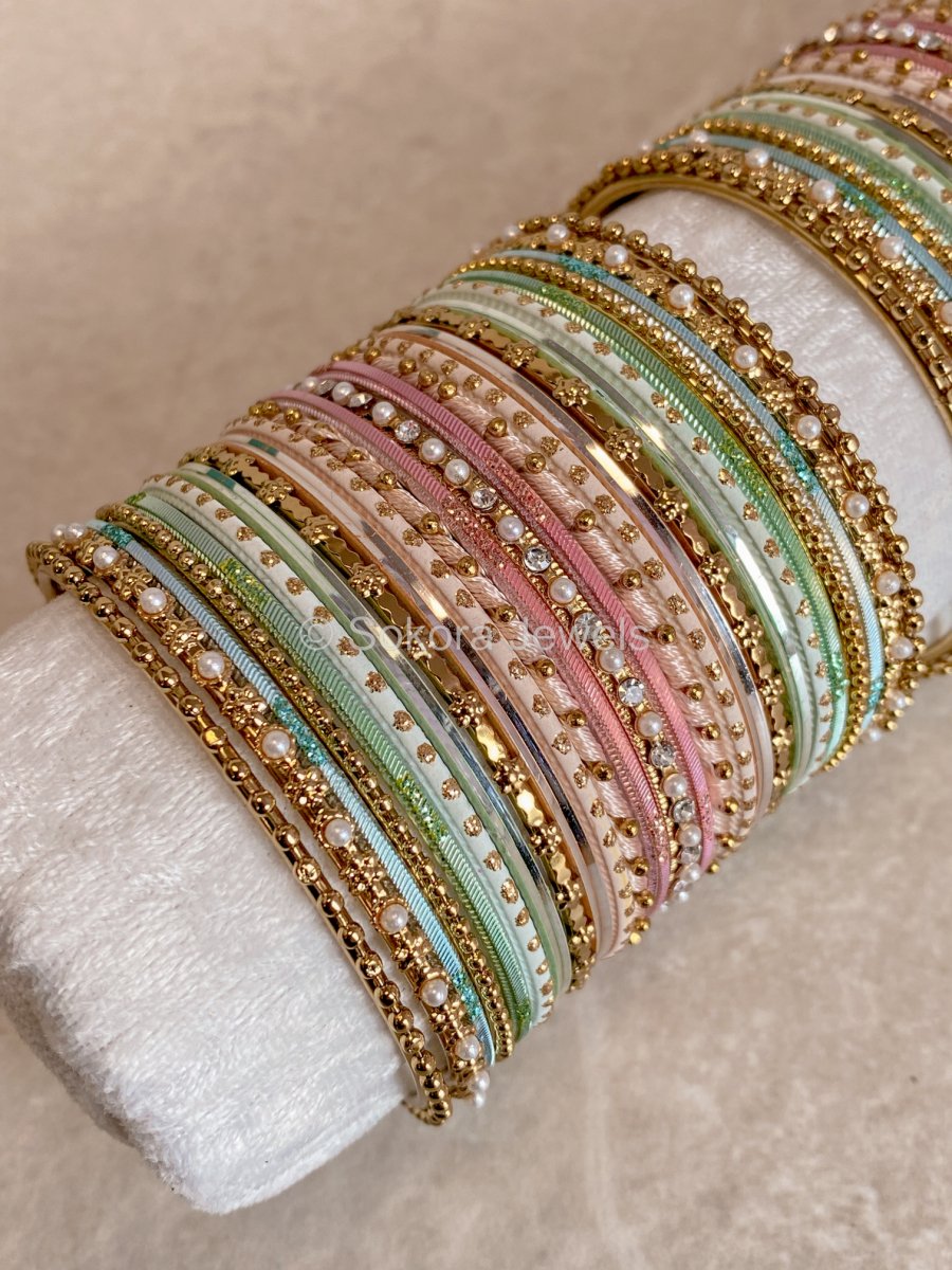 Midi Bangle & Jhumka set - Pastels - SOKORA JEWELSMidi Bangle & Jhumka set - PastelsBANGLES