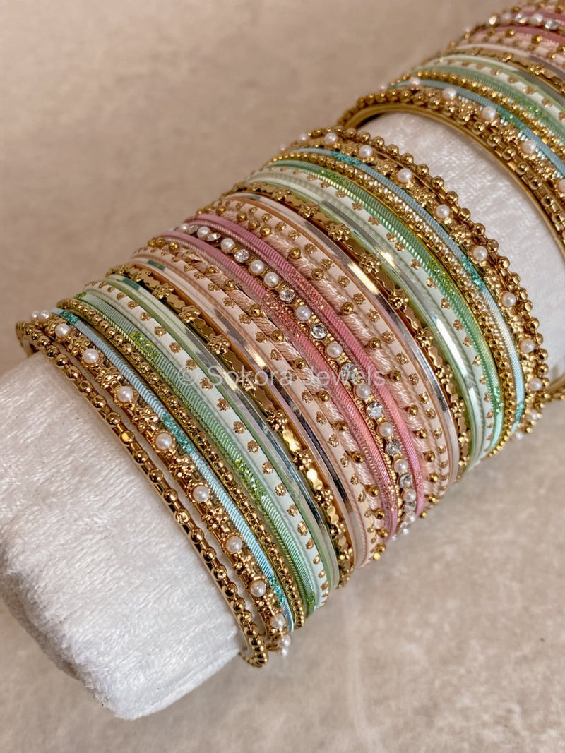 Midi Bangle & Jhumka set - Pastels - SOKORA JEWELSMidi Bangle & Jhumka set - PastelsBANGLES