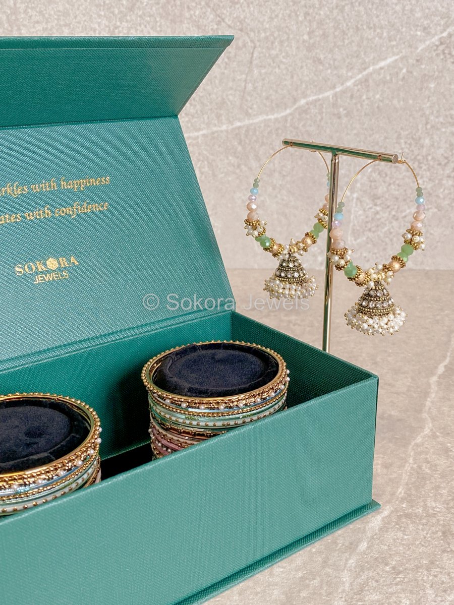 Midi Bangle & Jhumka set - Pastels - SOKORA JEWELSMidi Bangle & Jhumka set - PastelsBANGLES