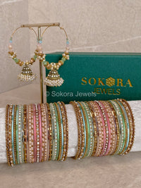 Midi Bangle & Jhumka set - Pastels - SOKORA JEWELSMidi Bangle & Jhumka set - PastelsBANGLES