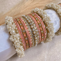 Midi Pearly Cluster Bangle Set - Peachy Pink - SOKORA JEWELSMidi Pearly Cluster Bangle Set - Peachy PinkBANGLES