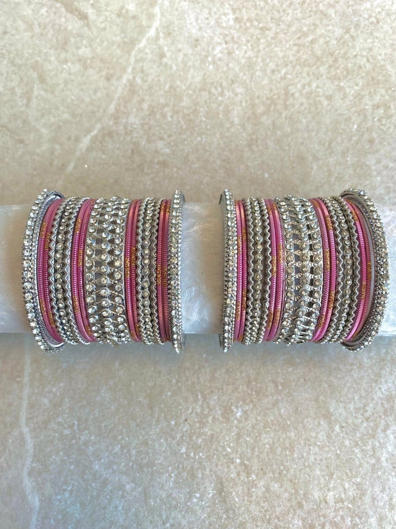 Midi Sparkling Silver Bangle Set - 3 Colour Options - SOKORA JEWELSMidi Sparkling Silver Bangle Set - 3 Colour OptionsBANGLES