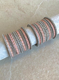 Midi Sparkling Silver Bangle Set - 3 Colour Options - SOKORA JEWELSMidi Sparkling Silver Bangle Set - 3 Colour OptionsBANGLES