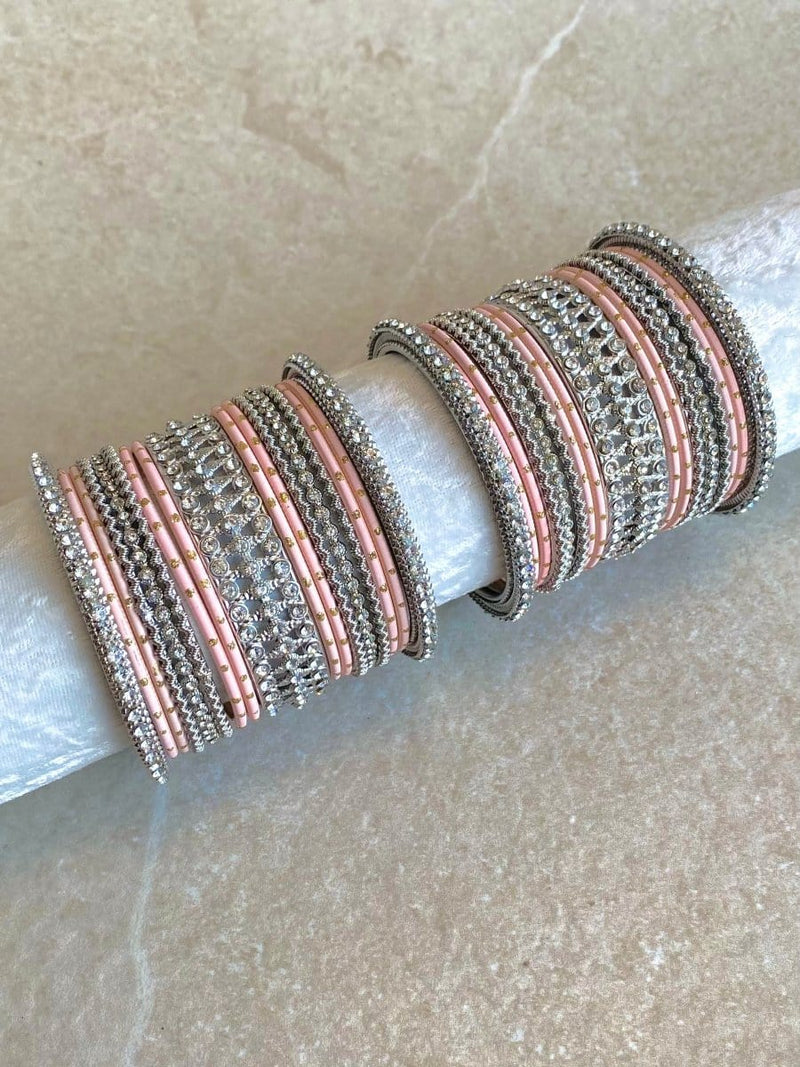Midi Sparkling Silver Bangle Set - 3 Colour Options - SOKORA JEWELSMidi Sparkling Silver Bangle Set - 3 Colour OptionsBANGLES
