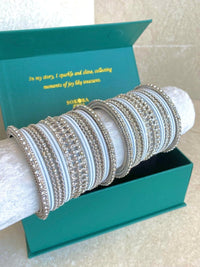 Midi Sparkling Silver Bangle Set - 3 Colour Options - SOKORA JEWELSMidi Sparkling Silver Bangle Set - 3 Colour OptionsBANGLES