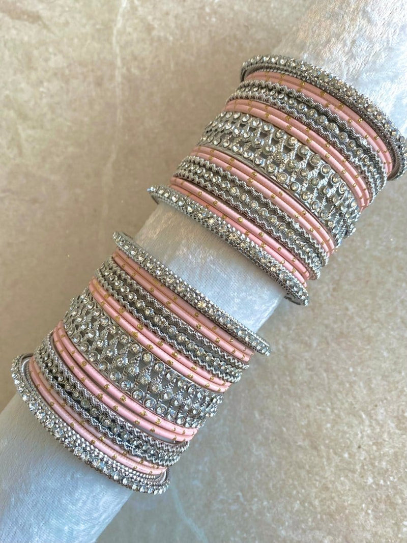 Midi Sparkling Silver Bangle Set - 3 Colour Options - SOKORA JEWELSMidi Sparkling Silver Bangle Set - 3 Colour OptionsBANGLES